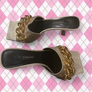 Versace Gold Chain Embellished Heels